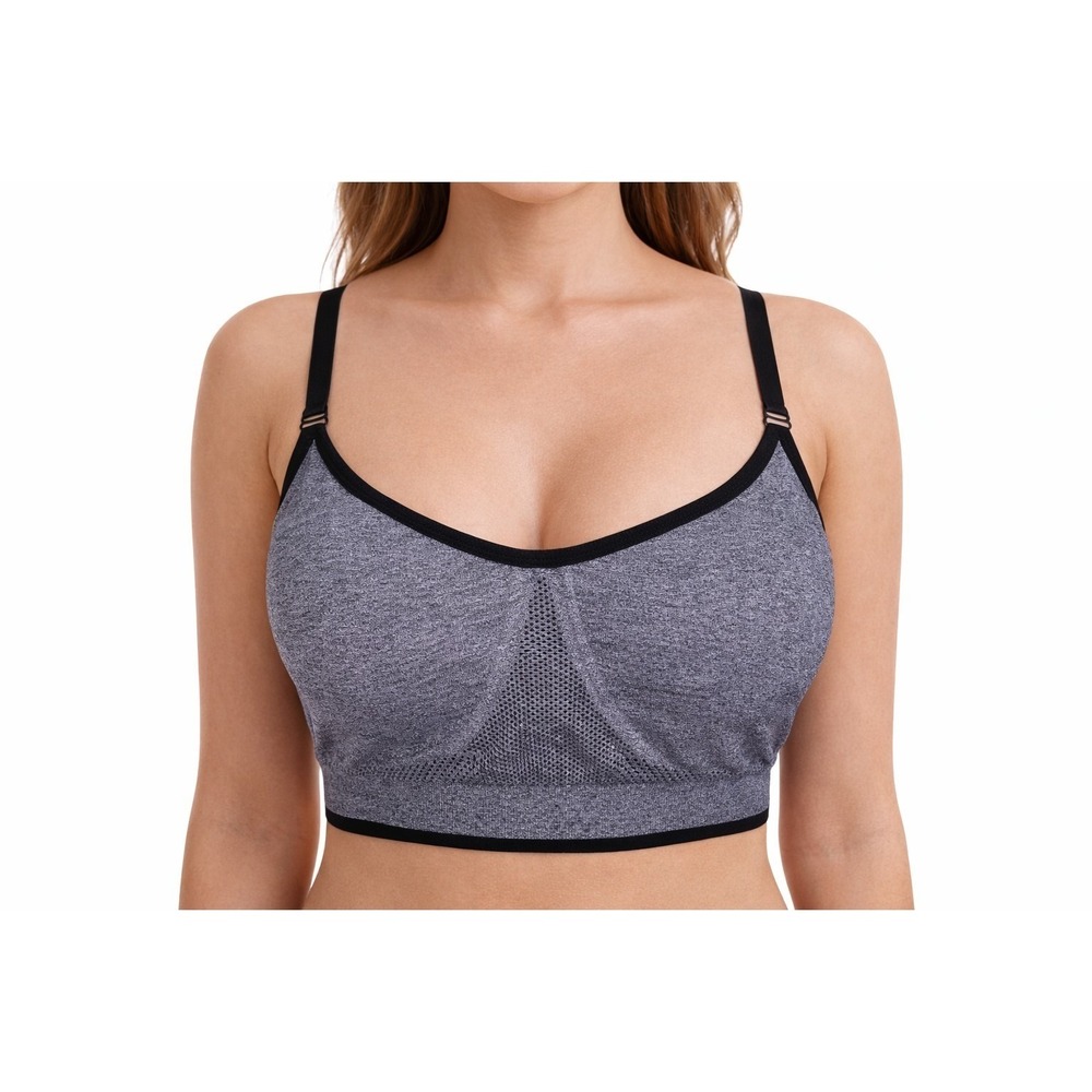Puma XL Padded Gray Wireless Racerback Sports Bra